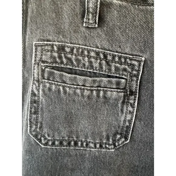 Old Navy High Rise Baggy Wide Leg Jeans Black Wash Raw Hem Size 0 - Picture 4 of 7